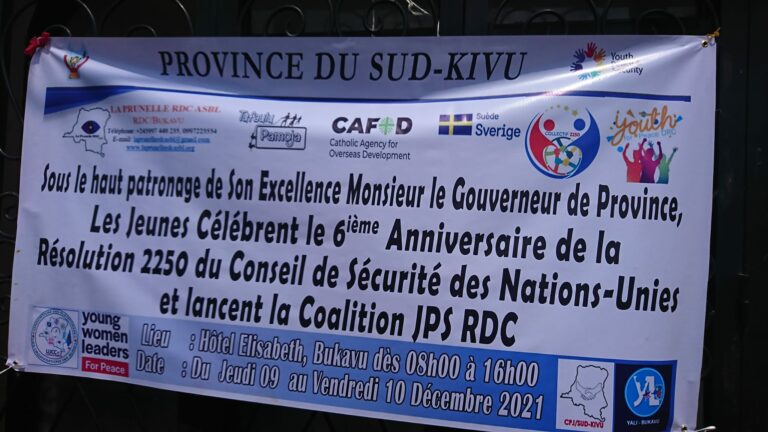 Sud-Kivu : avec La Prunelle RDC, des jeunes célèbrent le 6ème anniversaire de la Résolution 2250 des Nations-Unies